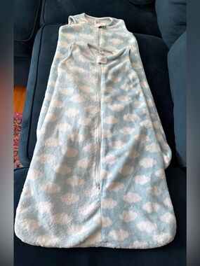 TWO Baby Sleep Sack with Cloud Print - Light Blue & White